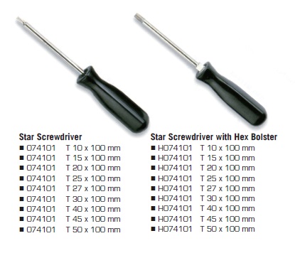074101/H074101 Star Screwdriver with Hex Bolster